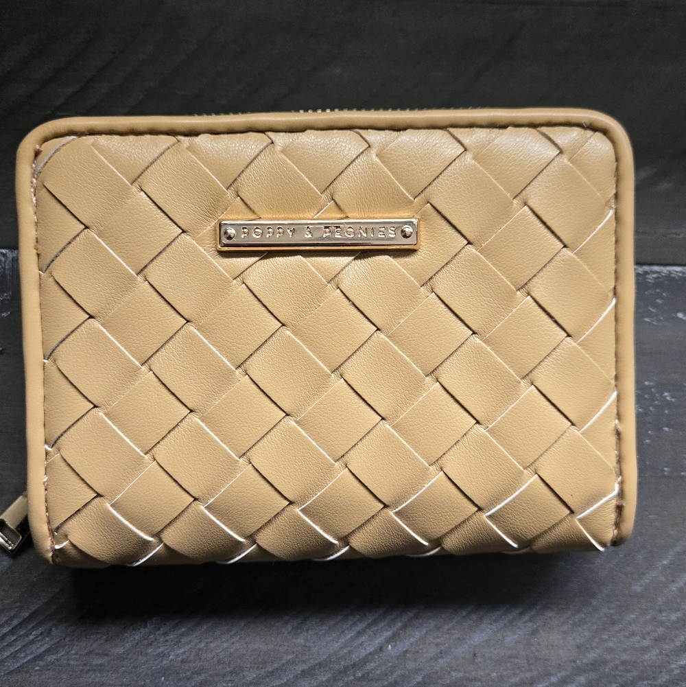 Poppy & Peonies Tan Woven Wallet